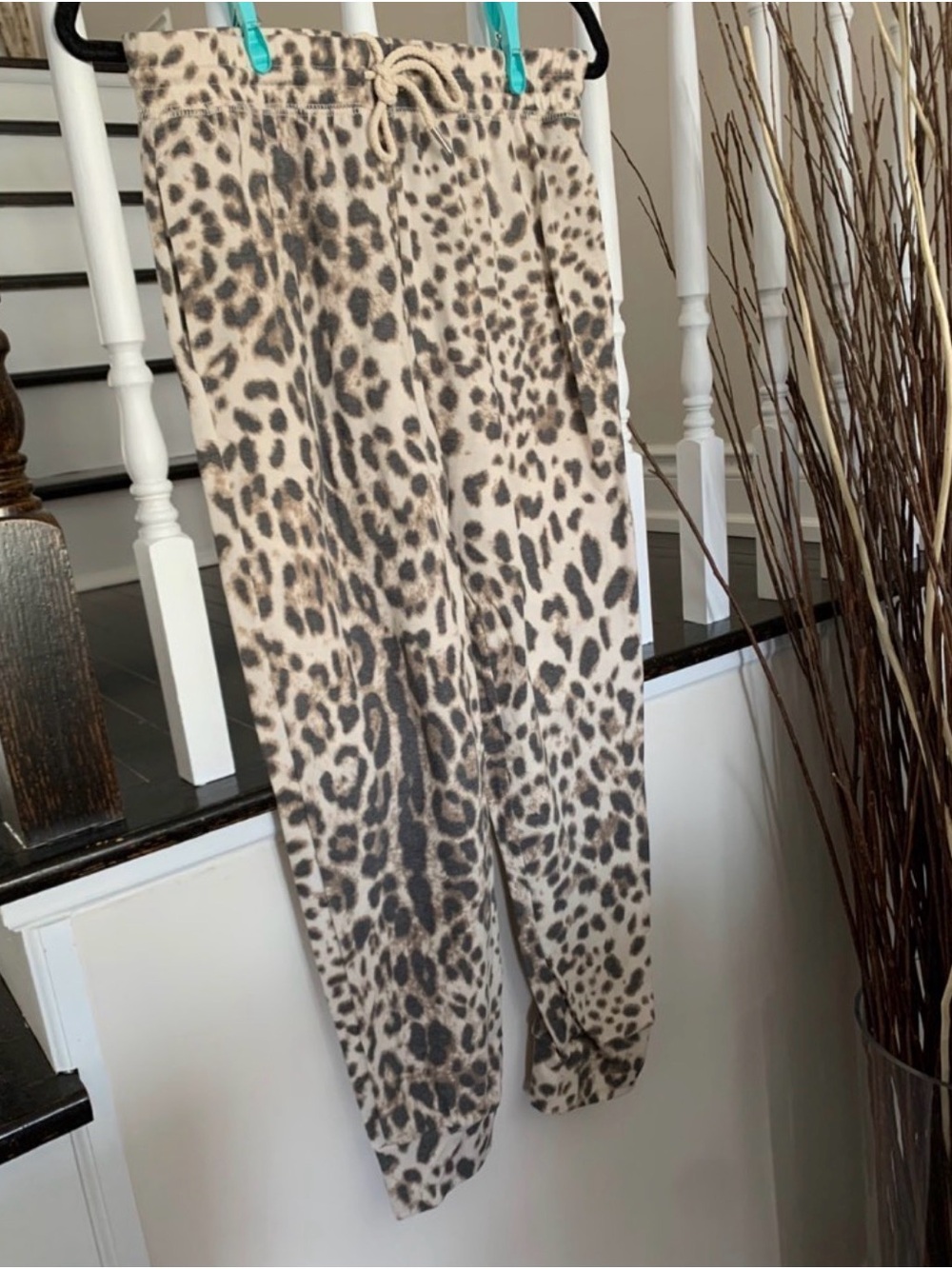 Gilli Beige and Brown Leopard-Print Drawstring Joggers